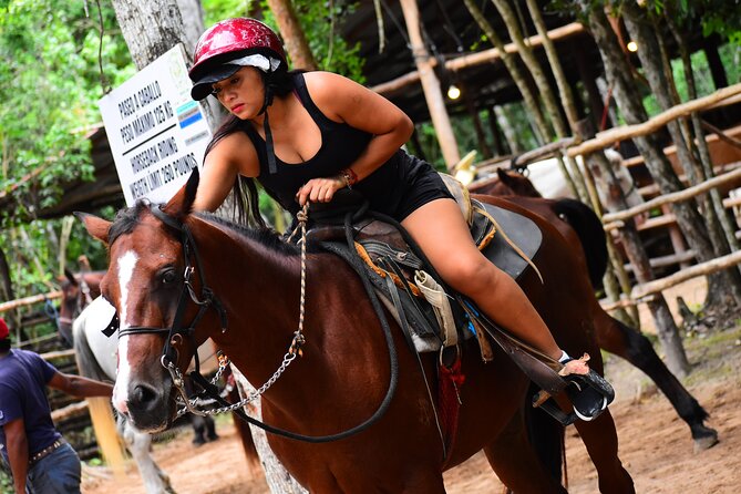 4 activities in 1 Horse Riding, ATV Shared, Cenote & Ziplines from Cancún - A freshwater cenote with Maya meaning