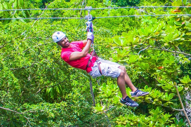 ATV, Horseback Ride, Zipline, Falls Climb + Lunch from Ocho Rios - Ziplining over Dunn’s River Falls