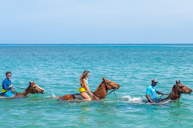 ATV, Horseback Ride, Zipline, Falls Climb + Lunch from Ocho Rios - Horseback riding from land into the Caribbean Sea
