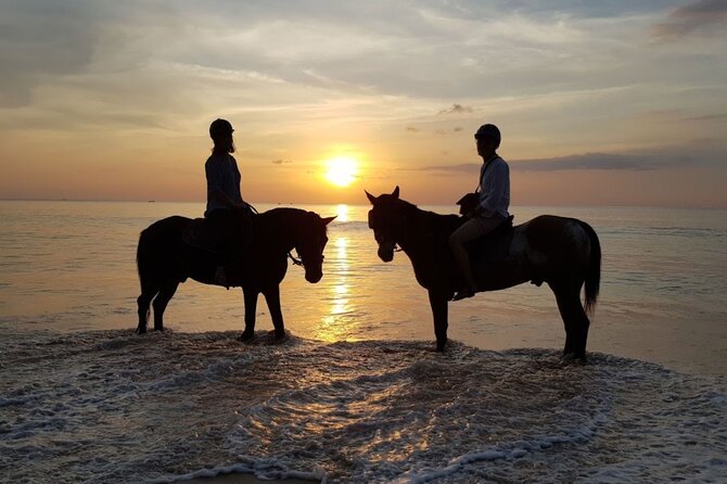 Beach Horse Riding At Sunset In Phuket - The safety briefing and getting on the horse
