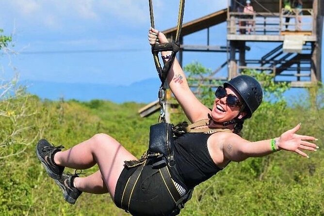 Dunn’s River Falls,Zip lining & horseback riding Combo tour from Montego Bay - Taking off over Jamaica’s rainforest