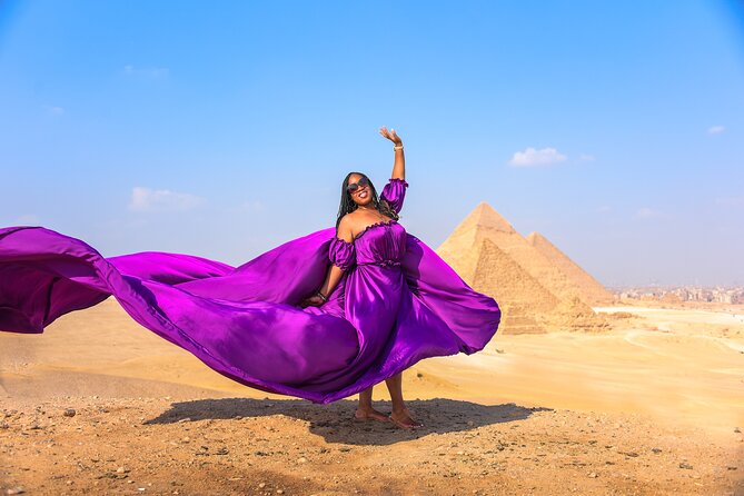 Flying Dress Photoshoot with Camel and Horse Riding in Giza - Seeing Khufu’s Solar Boat