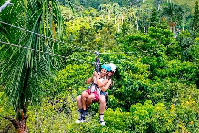 Full Dominican Adventure: Zipline, ATV Buggie, Horseback & Safari - Ziplining through the forest