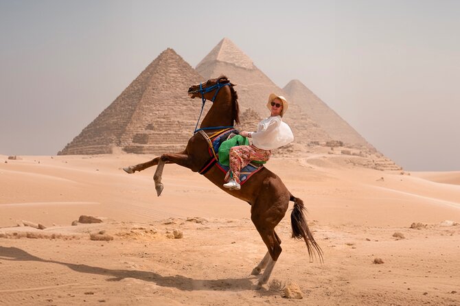 Giza Pyramids Photoshoot with Jumping Horse, Camel and Sphinx - Starting with the Great Pyramid of Khufu