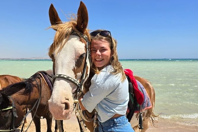 Horse riding Adventure on the Sea with Transfer in Hurghada - Reaching the beach and shallow Red Sea water