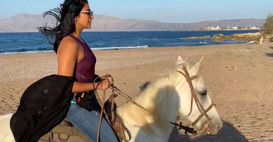 Horse riding,falasarna sunset,dinner in a tavern,drone video - One hour on horseback beside the sea