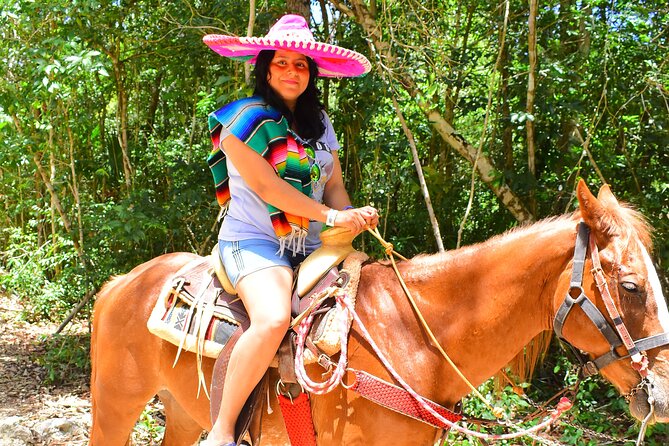 Horseback Ride, ATV's (Shared), Ziplines & Cenote Swim! From Cancun & Riviera - Flying above the trees on the zipline circuit