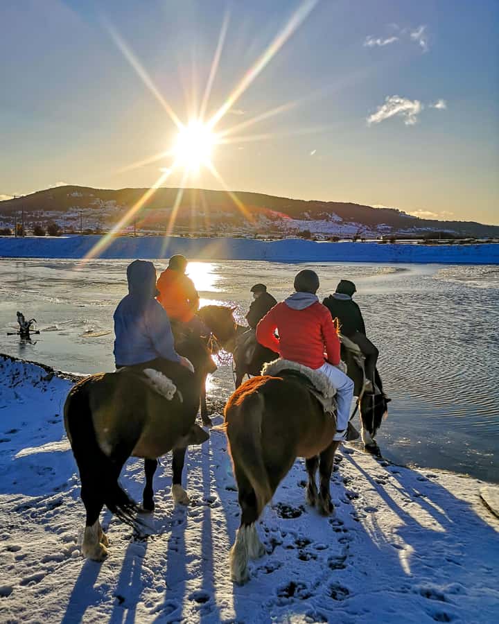 Horseback Riding near Strait of Magellan - Following wetlands beside the Strait of Magellan
