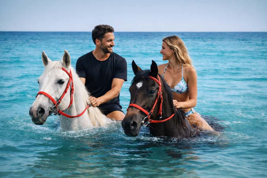 Hurghada: Sea & Desert Horse Riding tour/w Swimming&Transfer - Riding out through the Hurghada desert