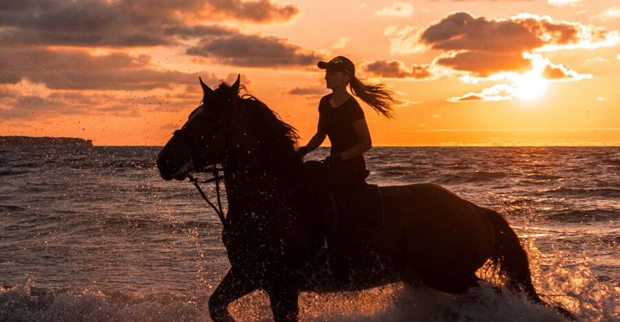 Kos: Horse Riding Experience on the Beach with Instructor - Reaching the beach near Tigaki