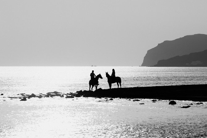 Santorini: Horse Riding to the Black Sandy Beach (Eros beach) - Reaching Eros Beach and the cliff viewpoint