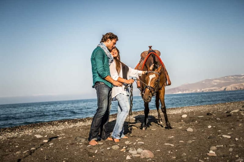 Santorini: Horseback Riding on the Black Sandy Eros Beach - Through dusty trails and volcanic canyons